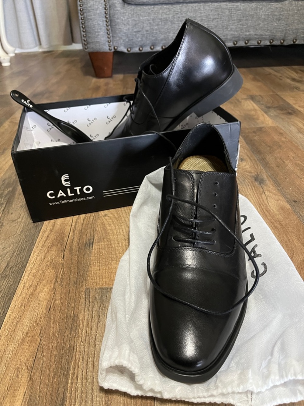 CALTO men’s invisible height-increasing elevator shoes. Leather Oxhide size 10